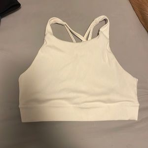 Cream High Neck longline bra